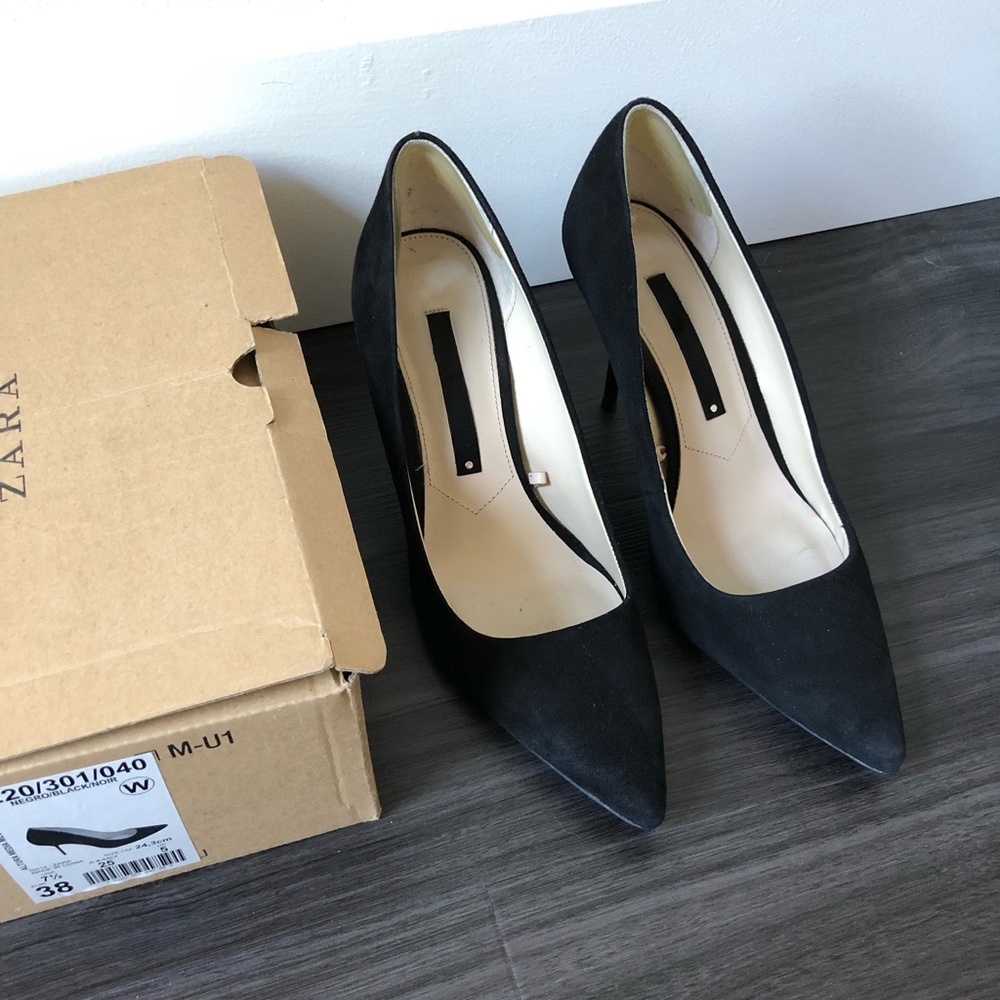 Zara Suede Black Heels
